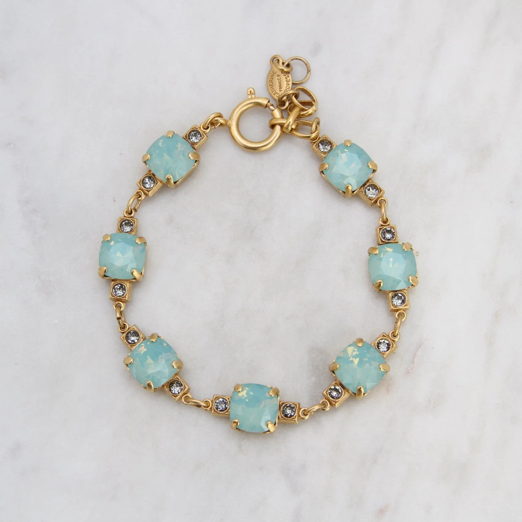 Crystal Link Chain Bracelet - Pacific Opal - Gold