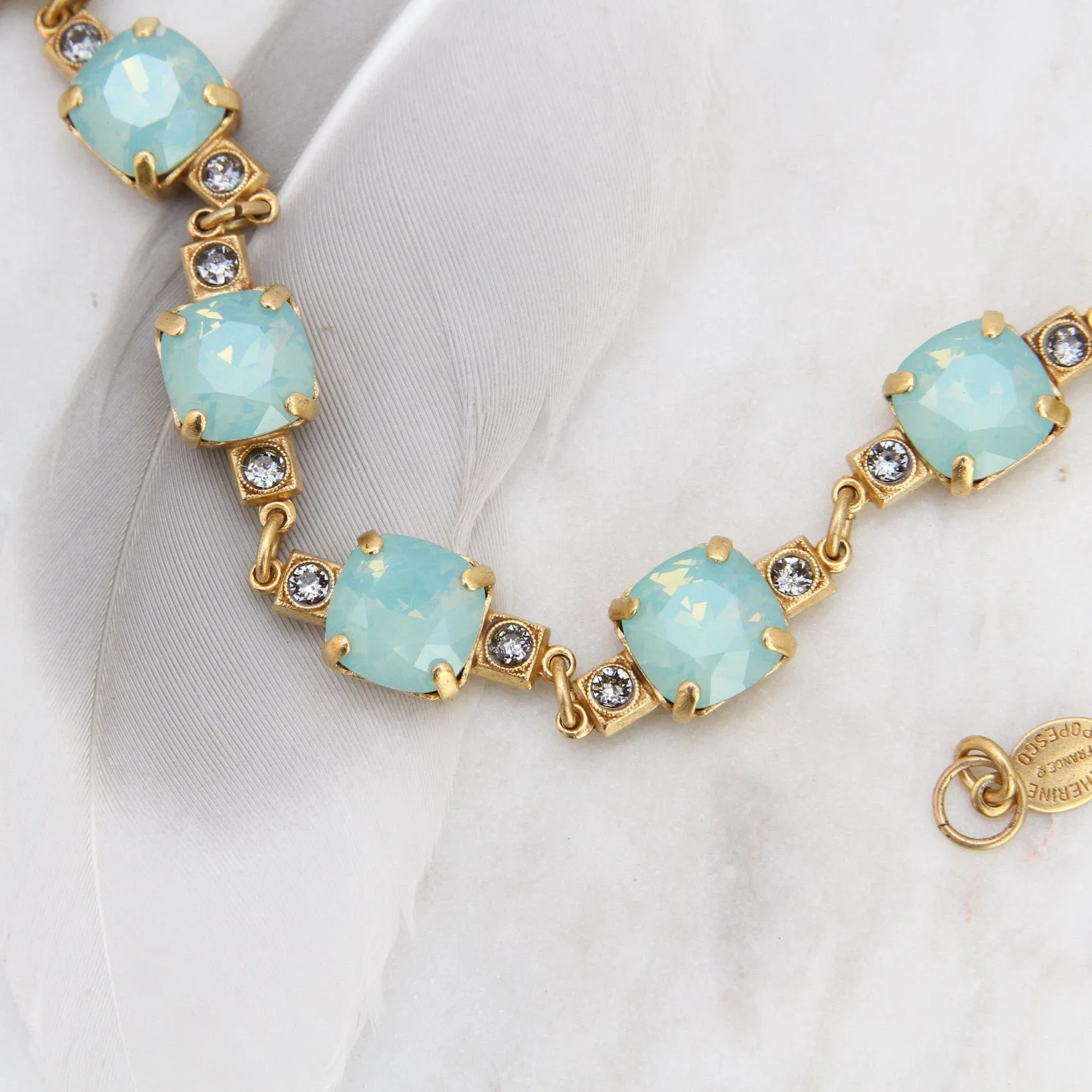 Crystal Link Chain Bracelet - Pacific Opal - Gold