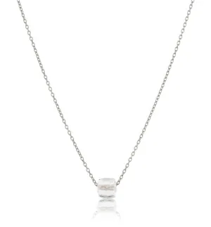 Cube Necklace, Crystal Quartz, Silver