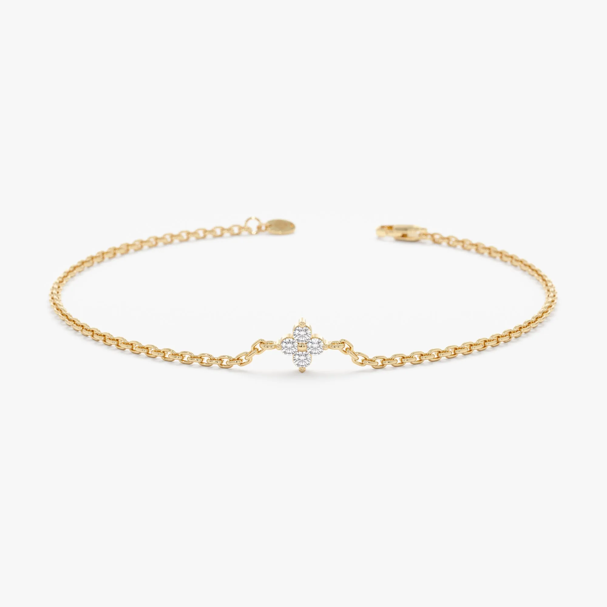 Dainty Diamond Clover Bracelet, Amy