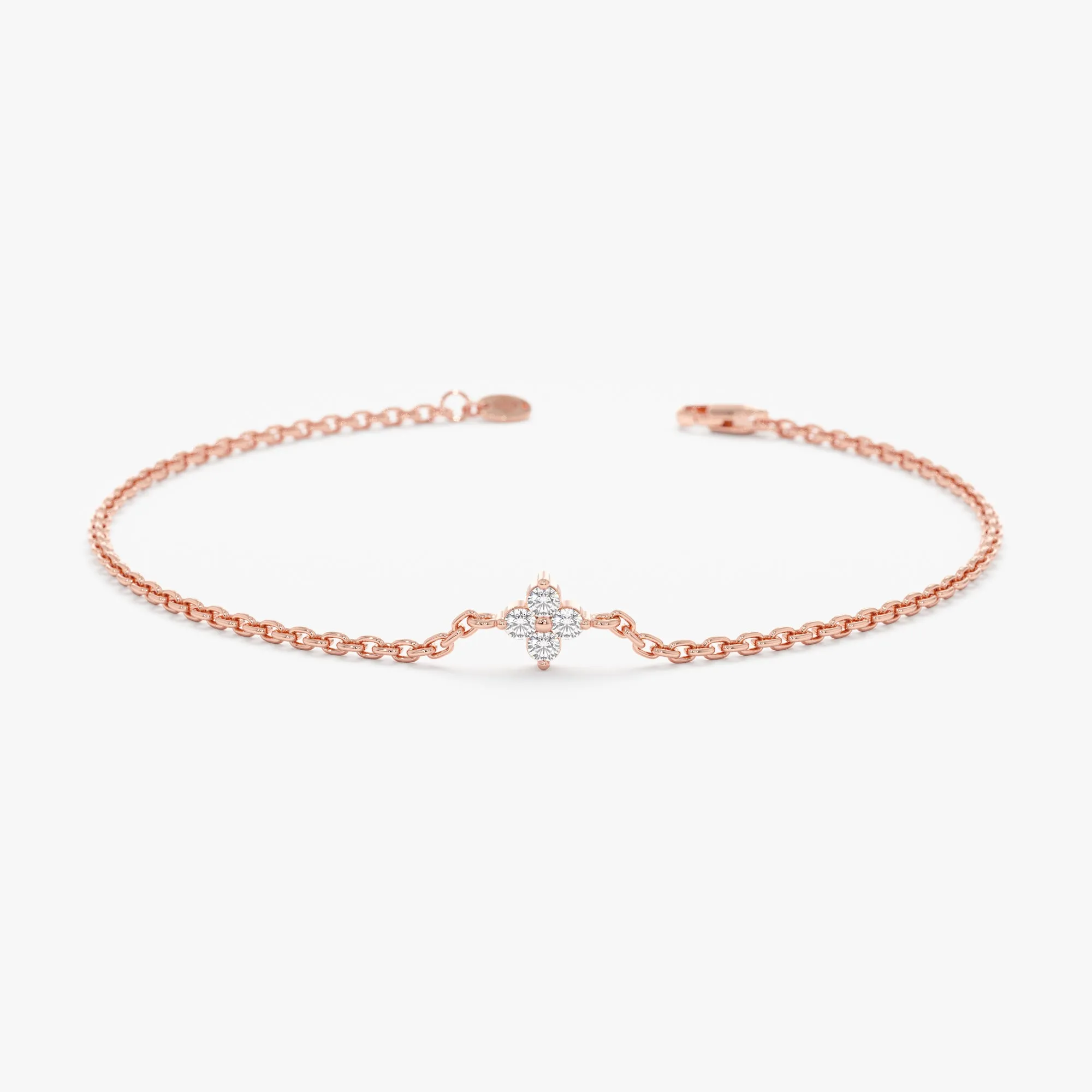 Dainty Diamond Clover Bracelet, Amy