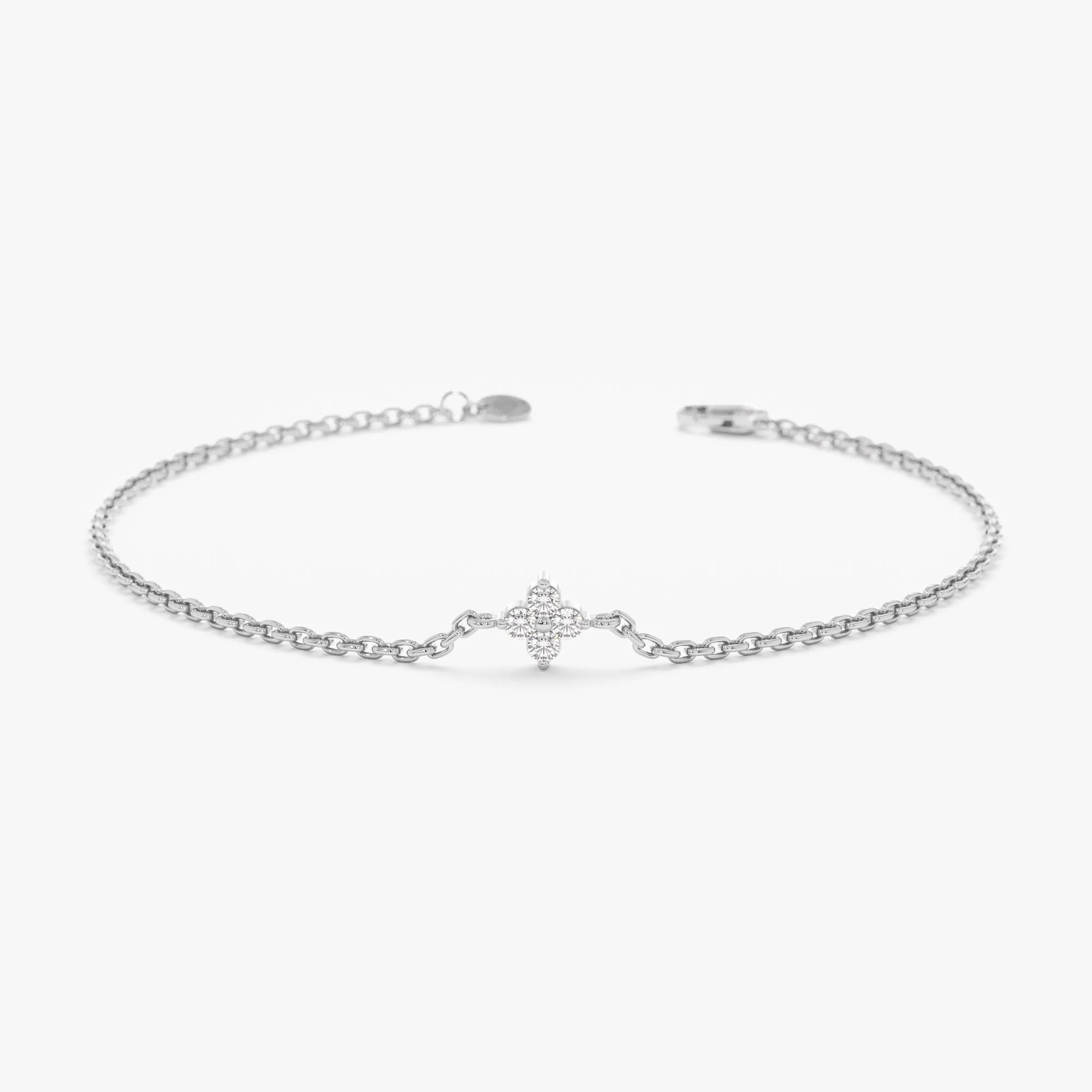 Dainty Diamond Clover Bracelet, Amy