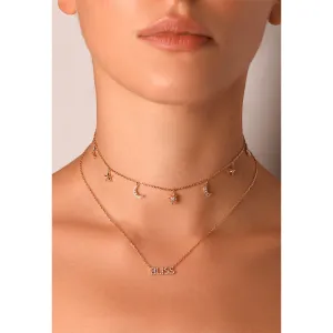 Dangling Moon & Stars Round Diamond Choker