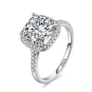 Dazzling Halo 2 CT Cushion Cut Simulated Diamond Cz Ring for Women