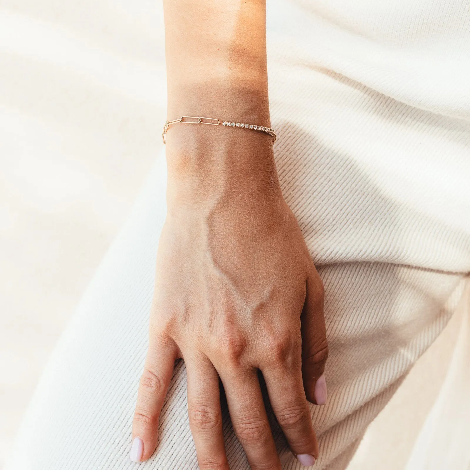 Diamond and Chain Bracelet - 14K Yellow Gold