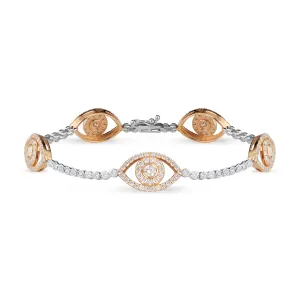 Diamond Bracelet with Evil Eye Stations