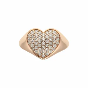 Diamond Heart Signet Ring