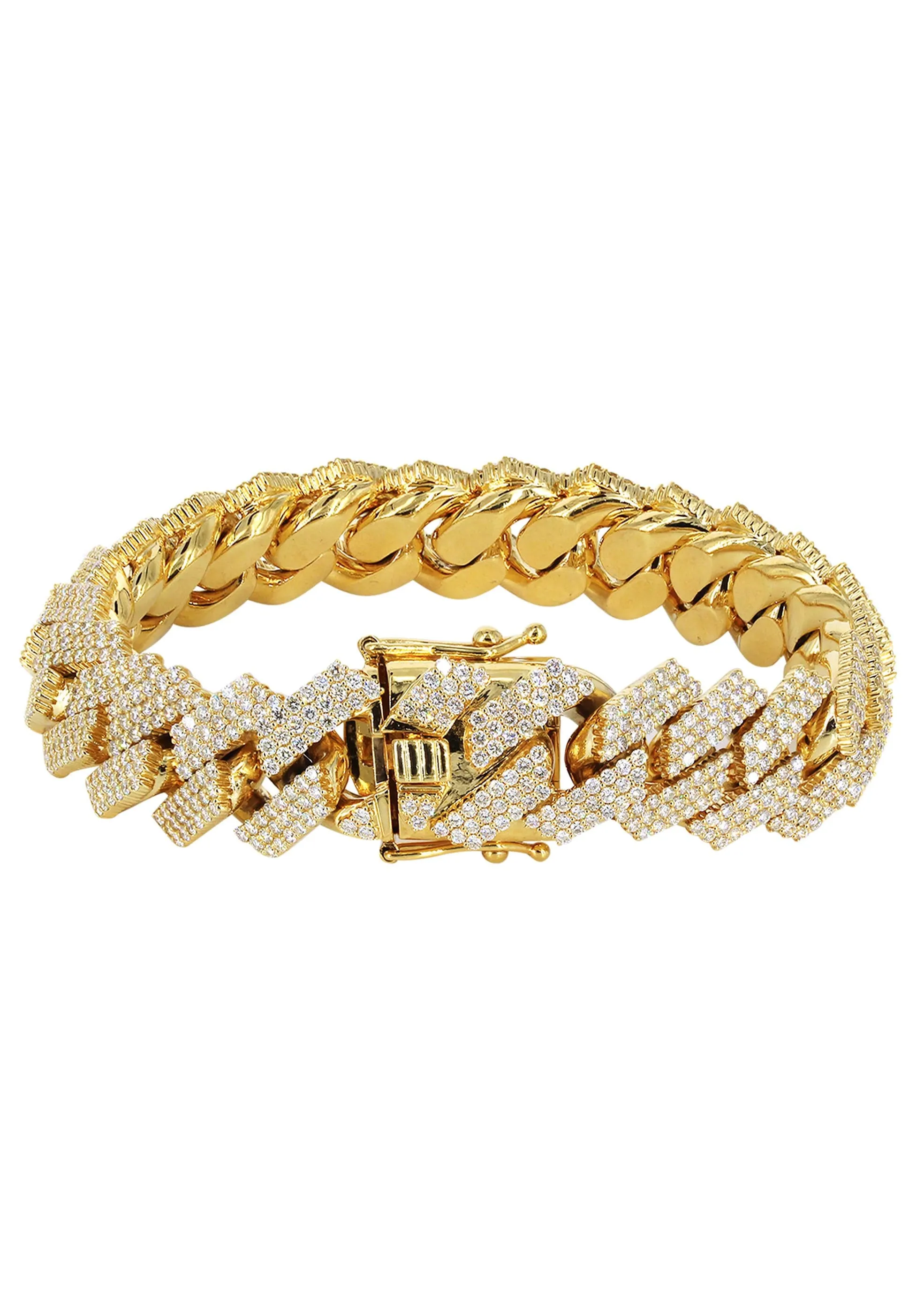 Diamond Miami Cuban Link Prong Bracelet ( 17 MM )