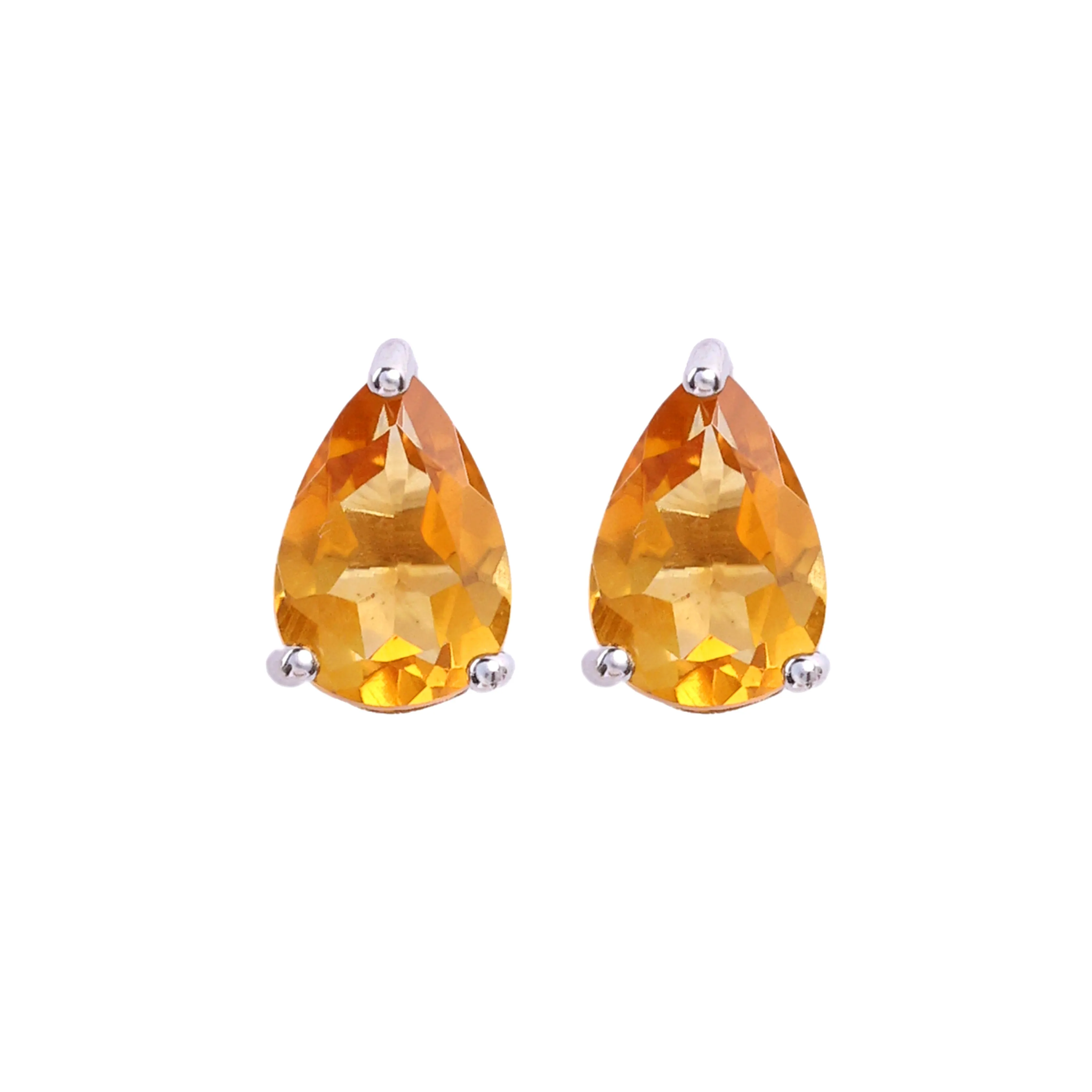 Earrings - Citrine Pear Studs