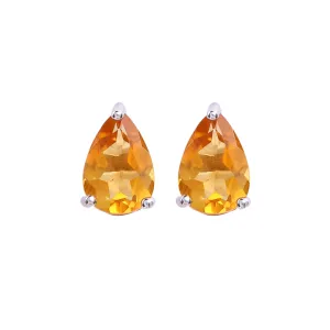 Earrings - Citrine Pear Studs