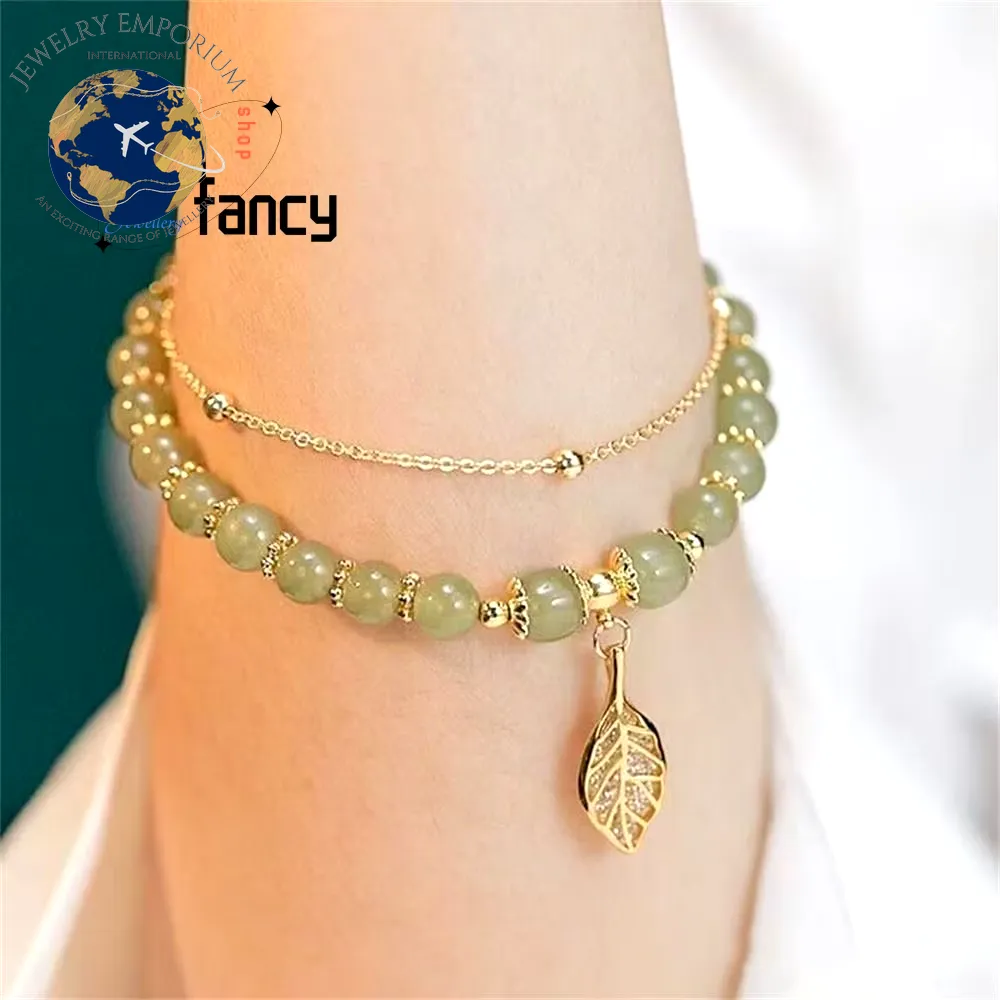 Elegant Hetian Jasper Golden Branch Bracelet - Chic Jewelry Gift for Young Women