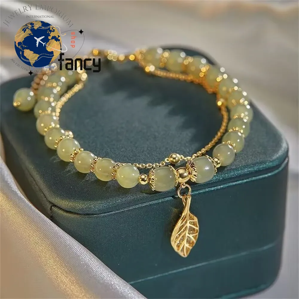 Elegant Hetian Jasper Golden Branch Bracelet - Chic Jewelry Gift for Young Women