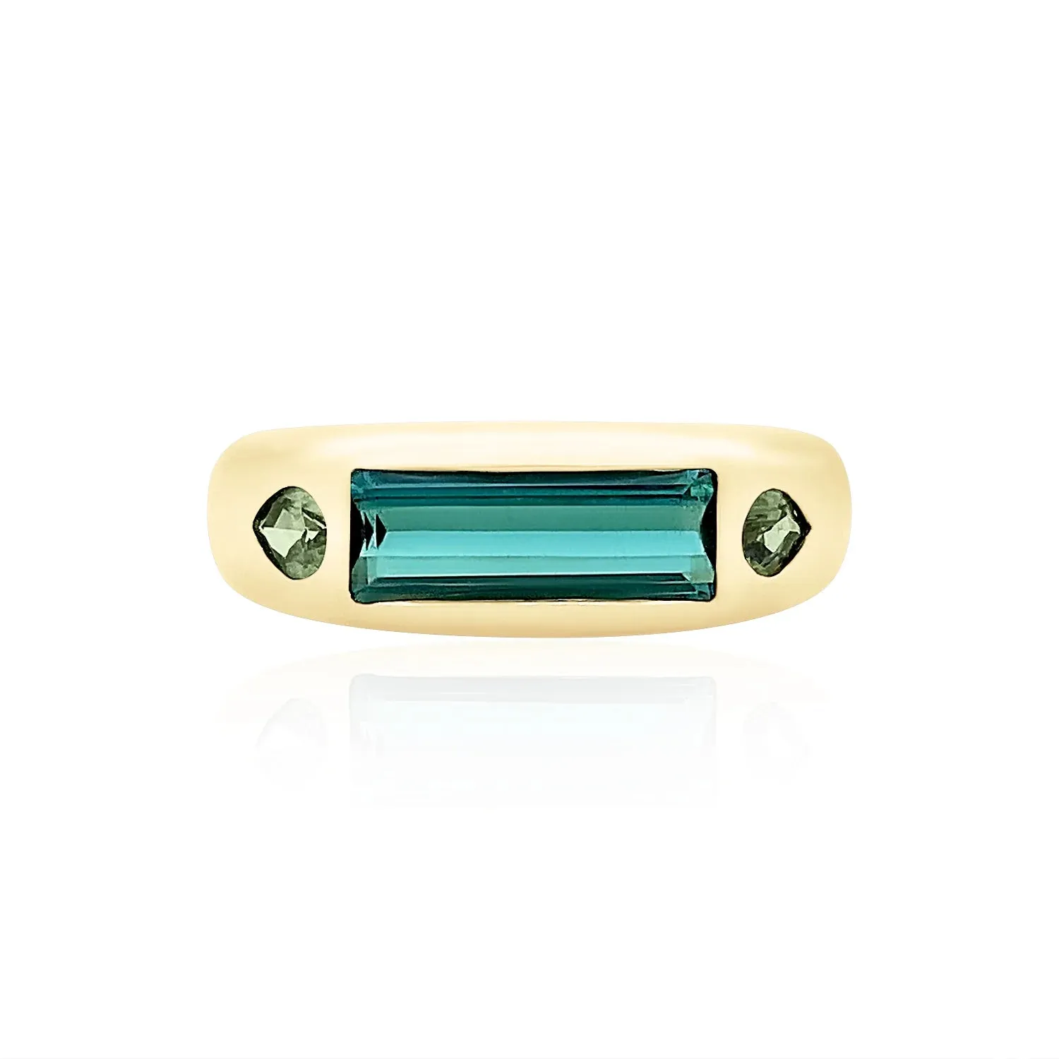 Elongated Tourmaline & Unheated Sapphire Stacking Ring