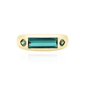 Elongated Tourmaline & Unheated Sapphire Stacking Ring