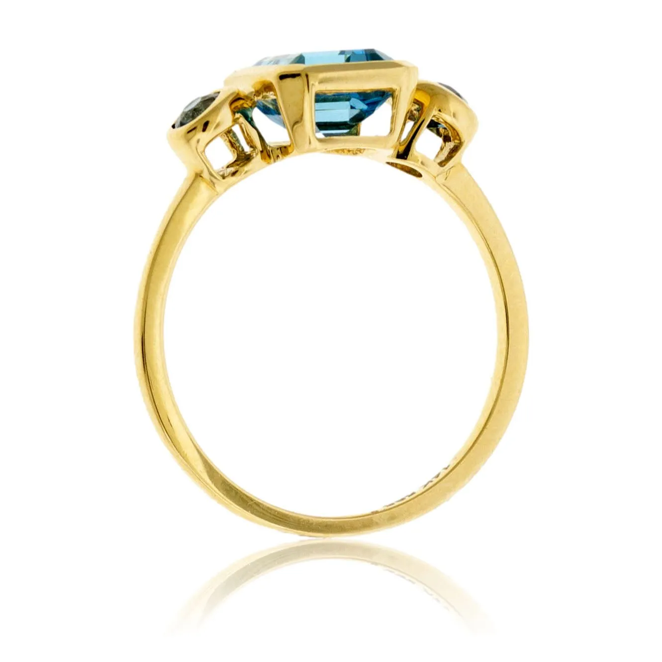 Emerald-Cut Blue Topaz & London Blue Topaz Accented Ring