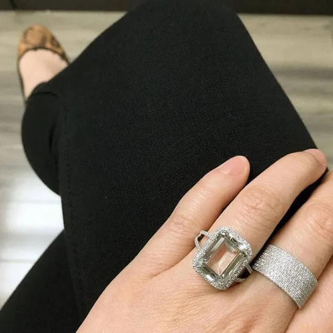 Emerald Cut White Topaz Ring