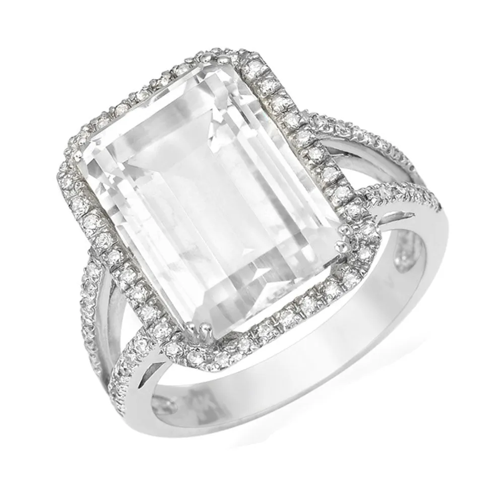 Emerald Cut White Topaz Ring