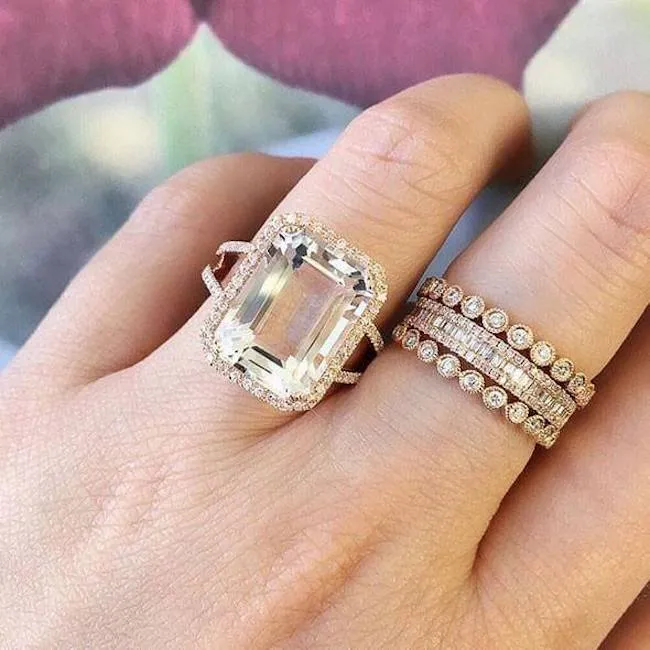 Emerald Cut White Topaz Ring