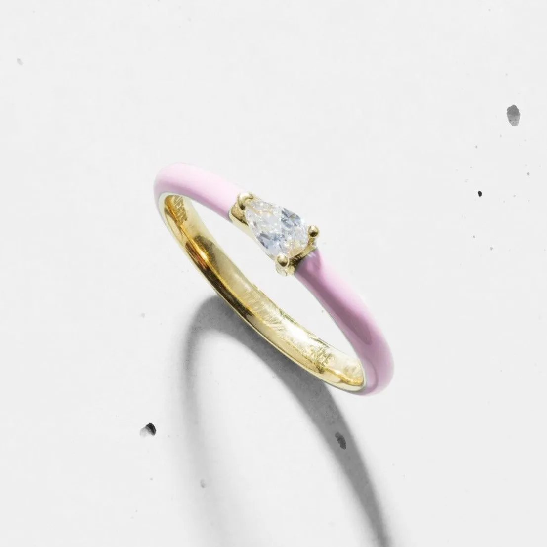 Enamel Side Pear Ring