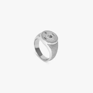 Engravable Regalia Signet Ring In Rhodium Plated Silver