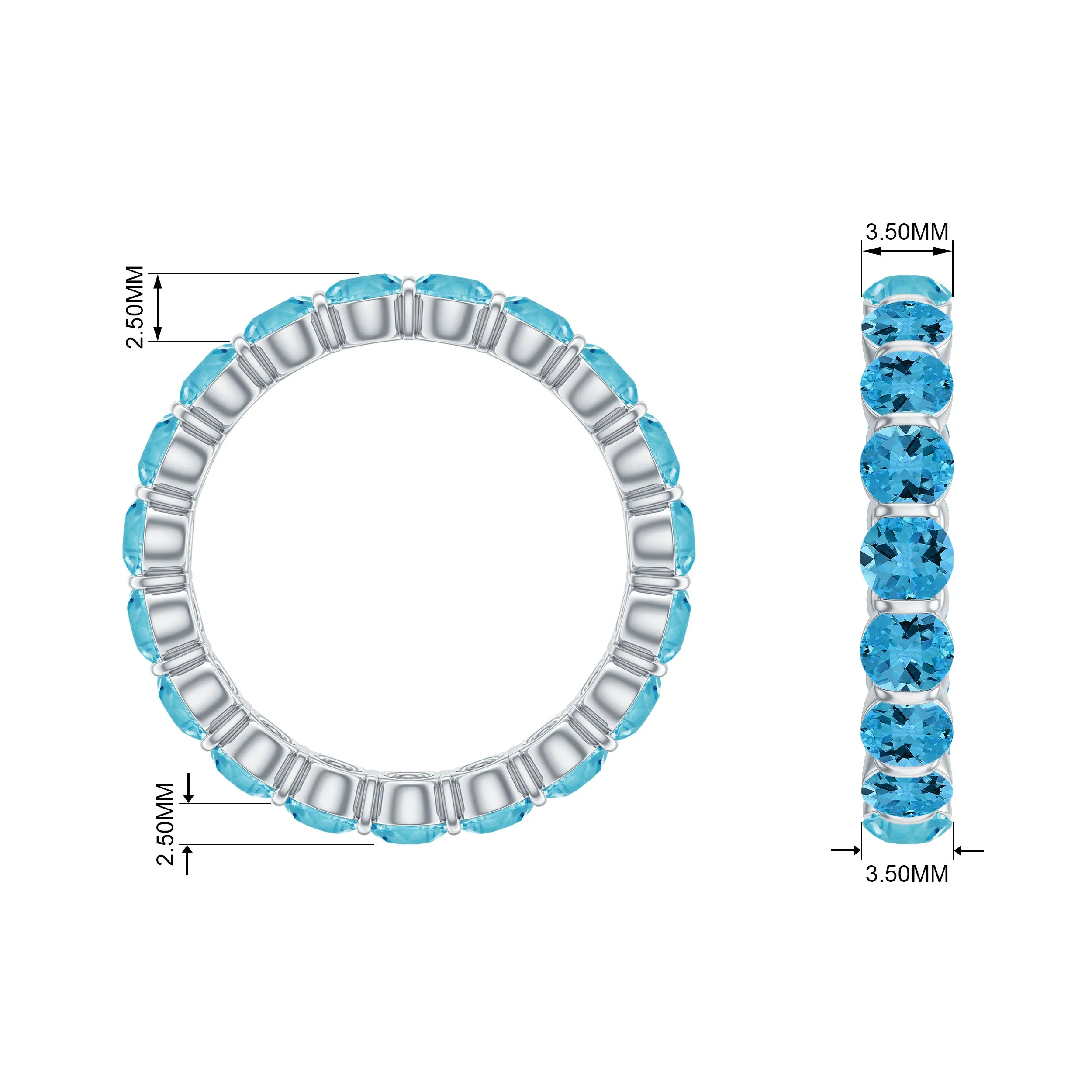 Eternity Band with Swiss Blue Topaz in Bar Setting for women