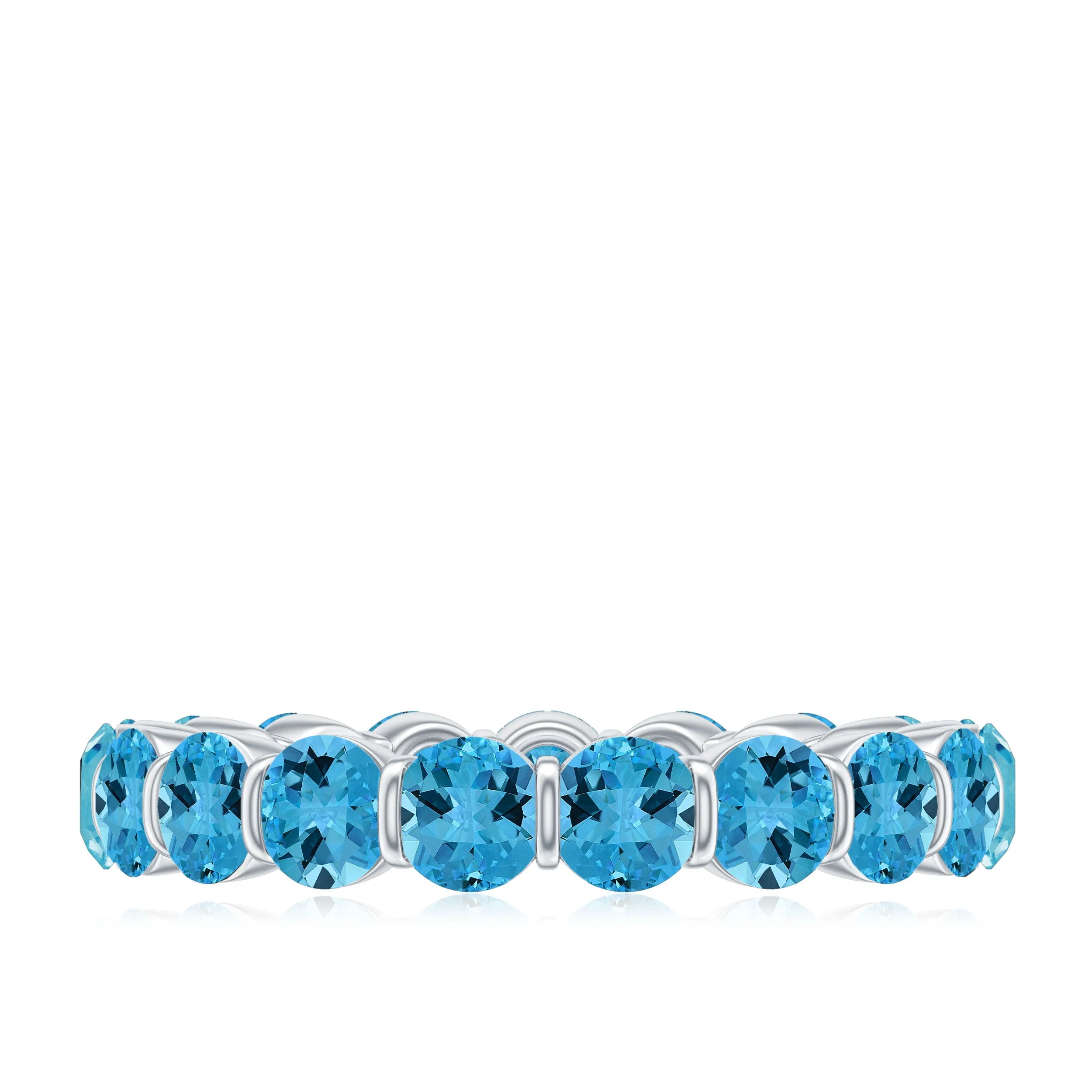 Eternity Band with Swiss Blue Topaz in Bar Setting for women