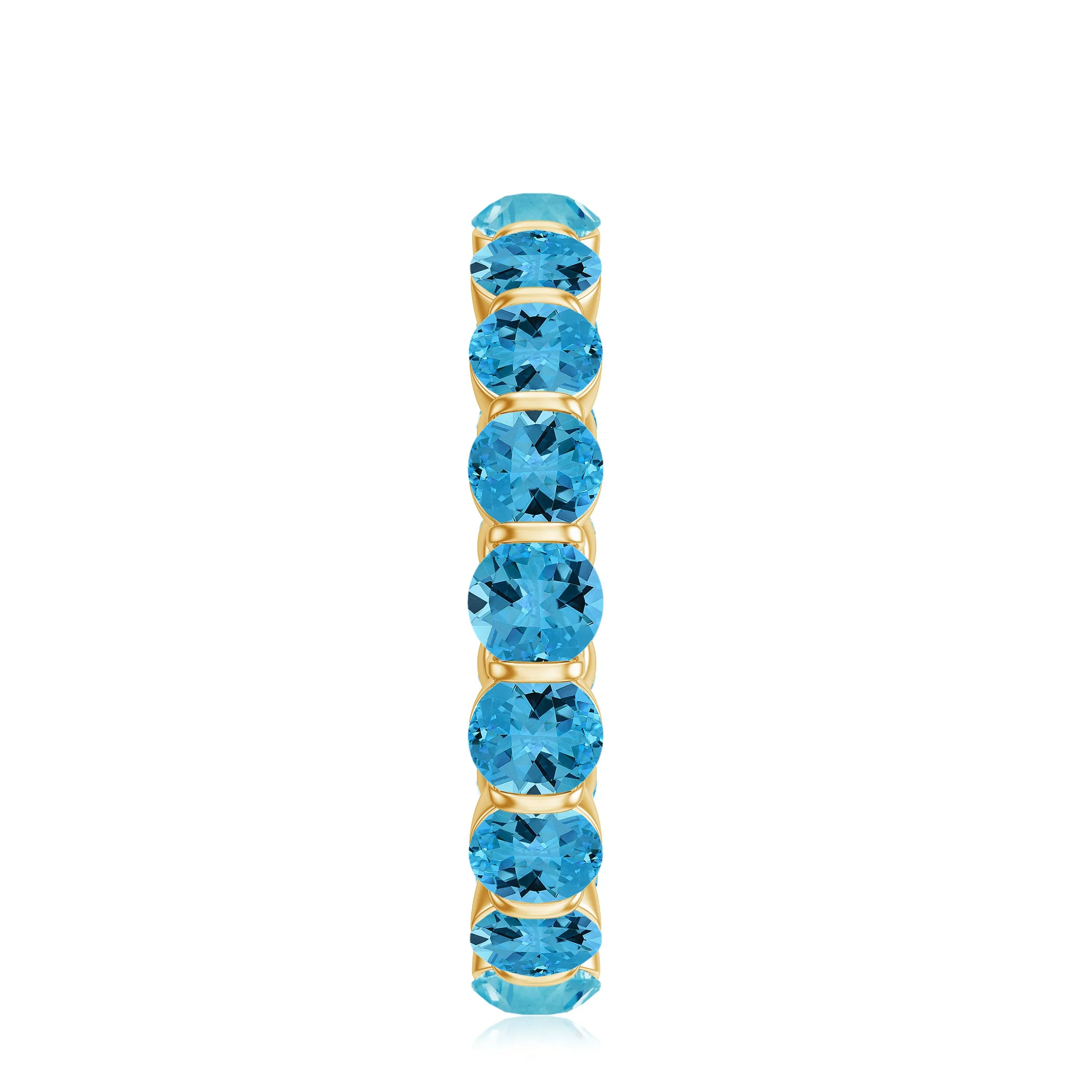 Eternity Band with Swiss Blue Topaz in Bar Setting for women