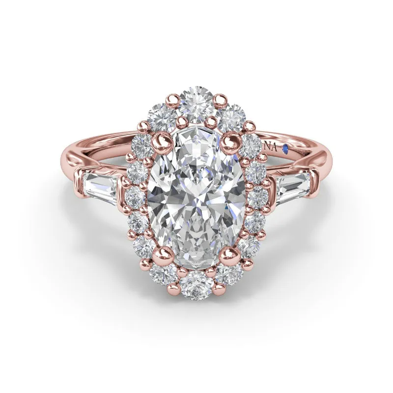 Fana Diamond Baguette Halo Engagement Ring