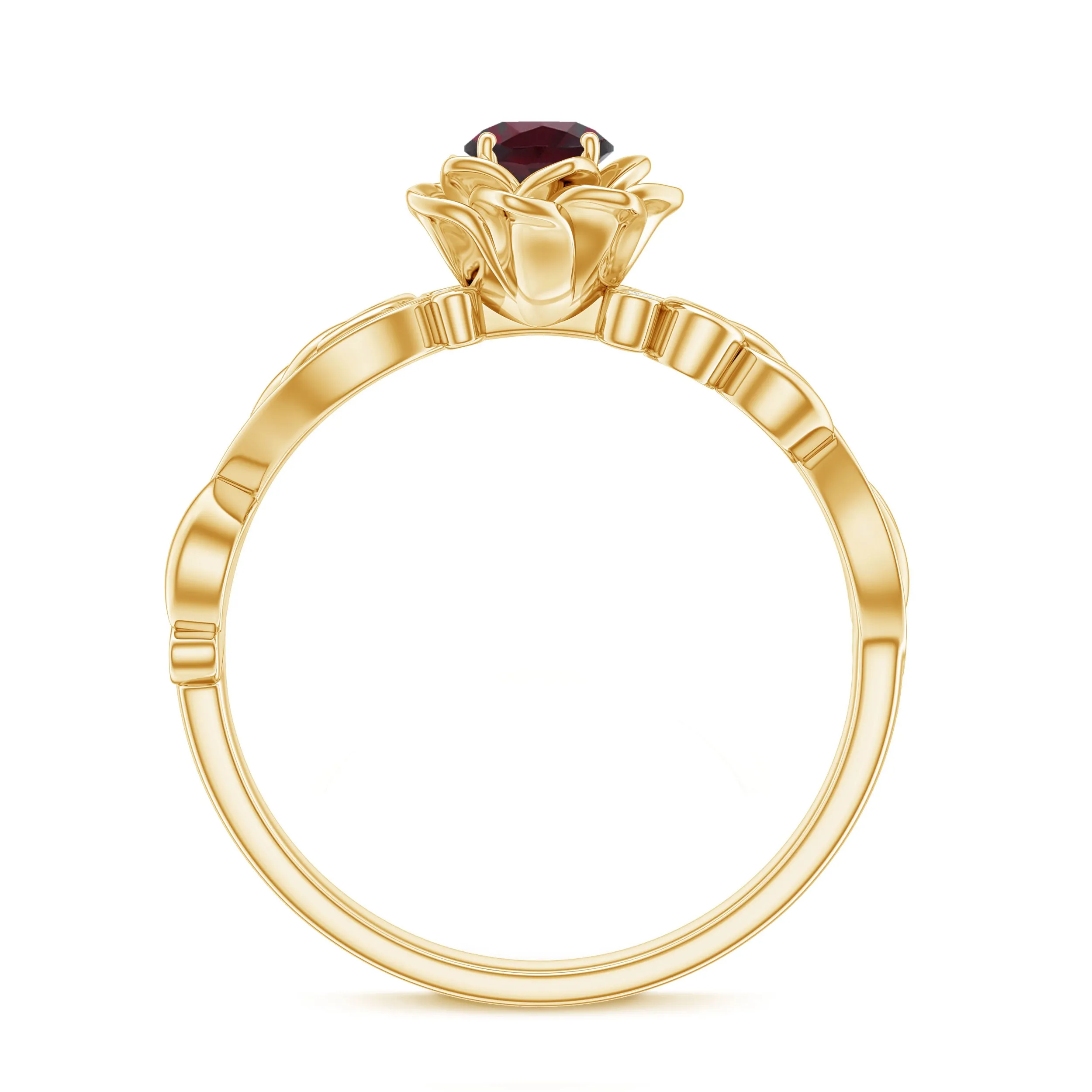 Flower Inspired Rhodolite and Diamond Engagement Ring