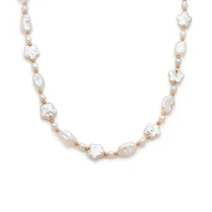 Flower Pearl Necklace | Gold