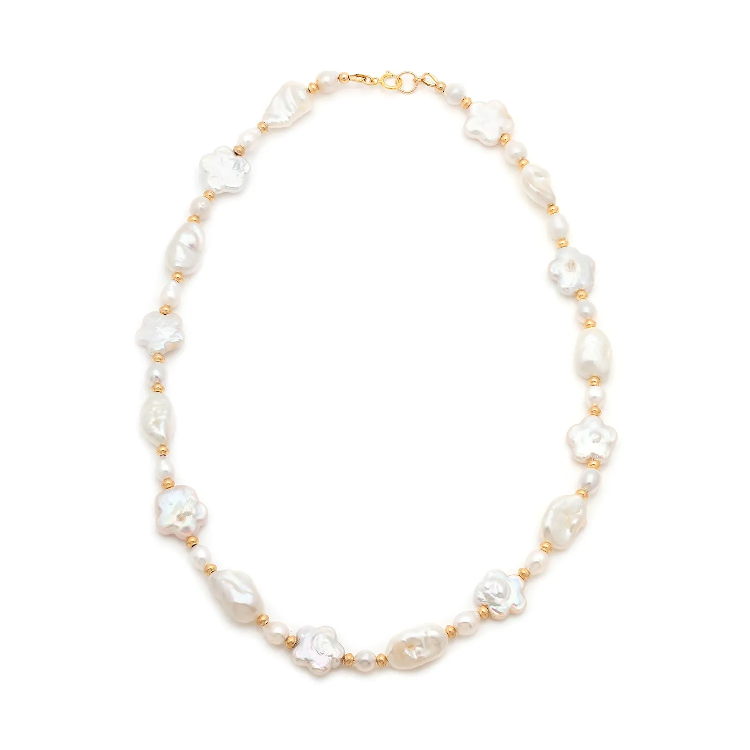 Flower Pearl Necklace | Gold