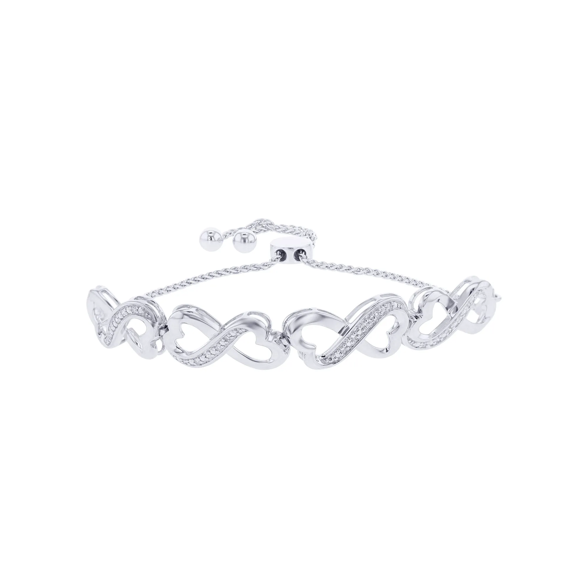 Follow Your Heart Silver Diamond Bracelet