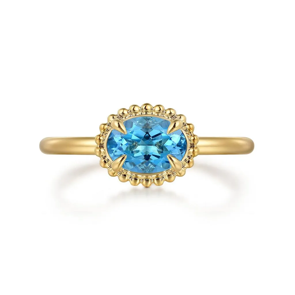 Gabriel & Co. 14K Yellow Gold Blue Topaz Bujukan Ring