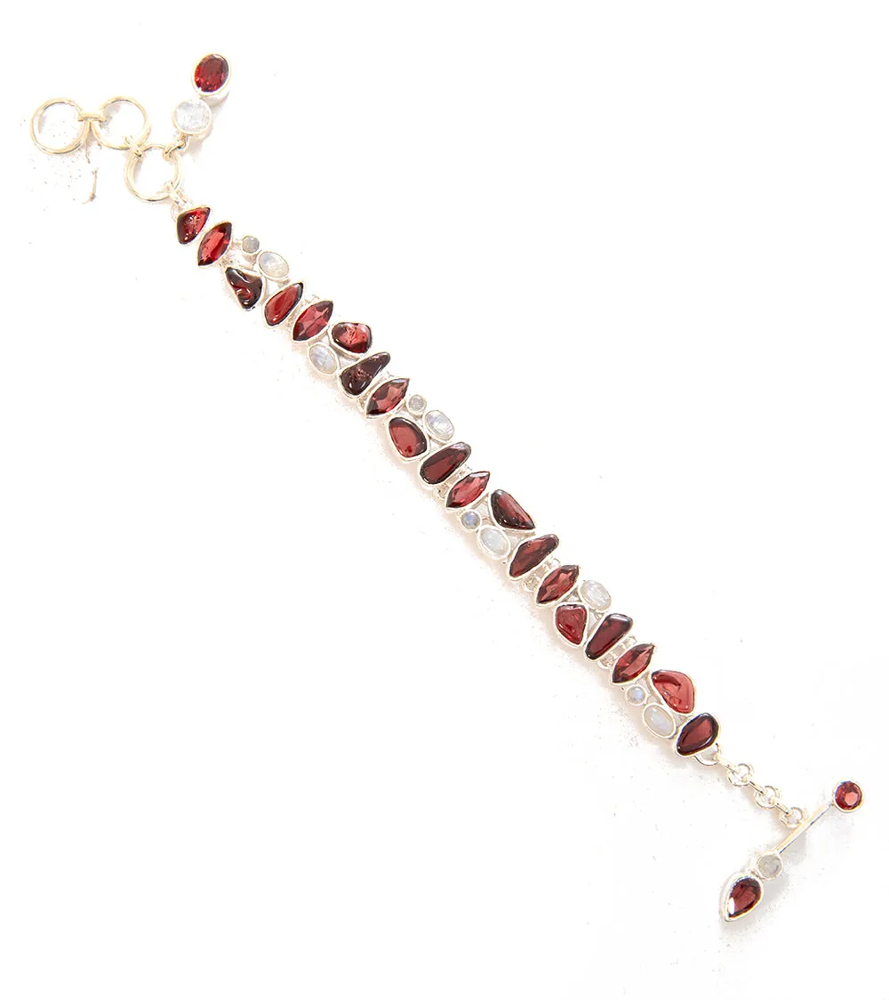 Garnet & Rainbow Moonstone Bracelet