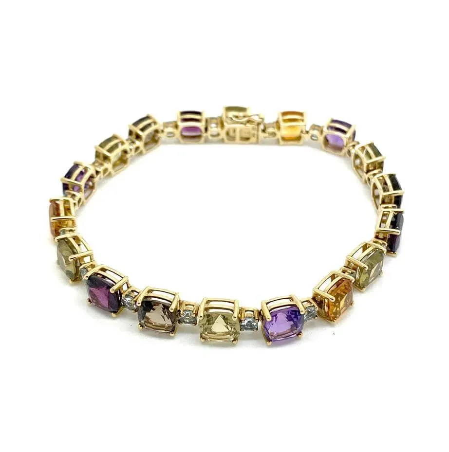 Gemstone 9ct Gold Tennis Bracelet