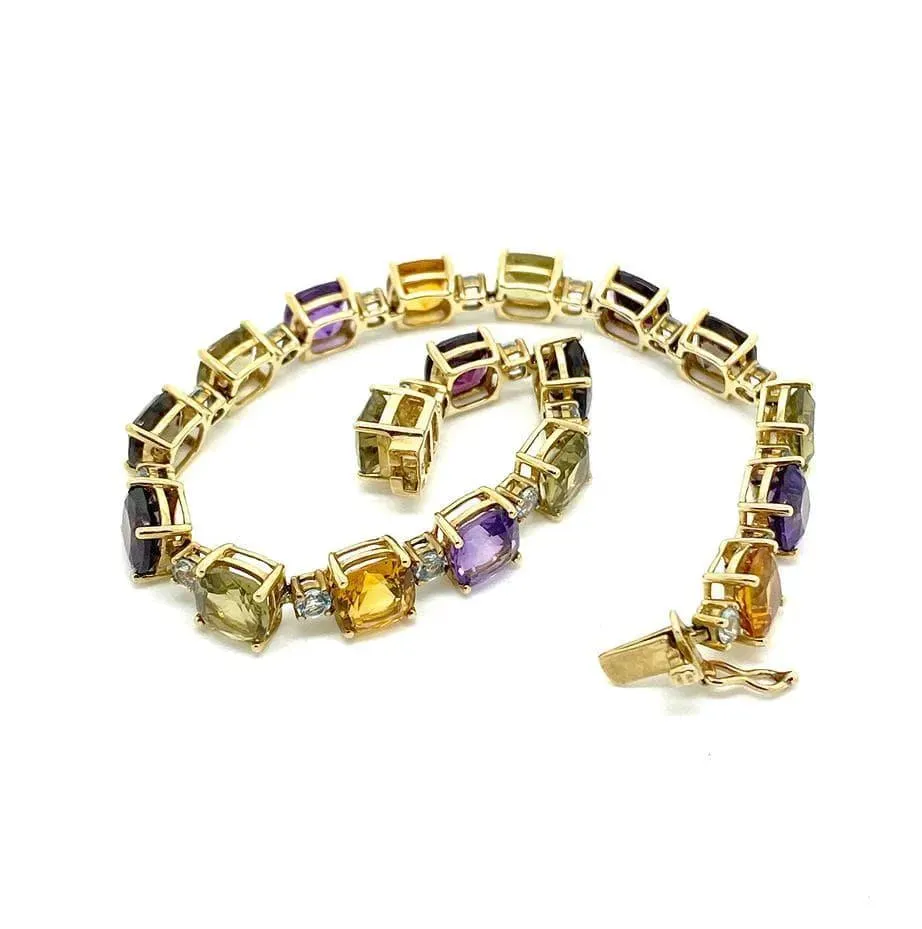 Gemstone 9ct Gold Tennis Bracelet