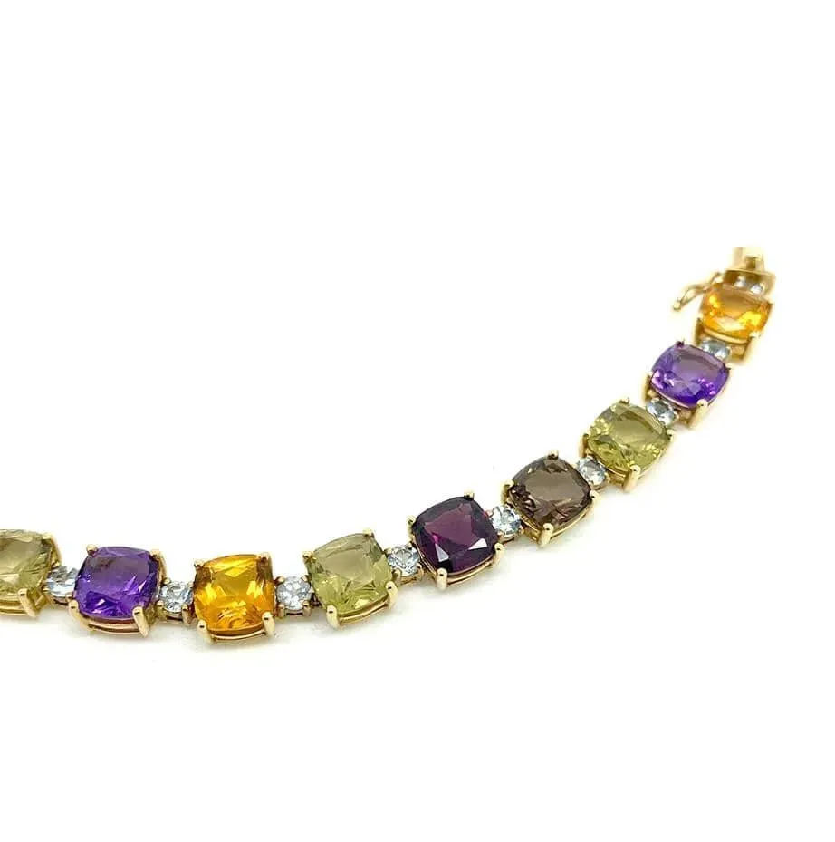 Gemstone 9ct Gold Tennis Bracelet