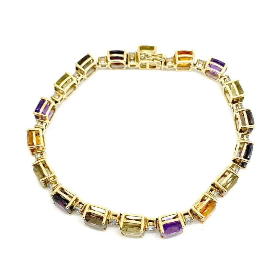 Gemstone 9ct Gold Tennis Bracelet