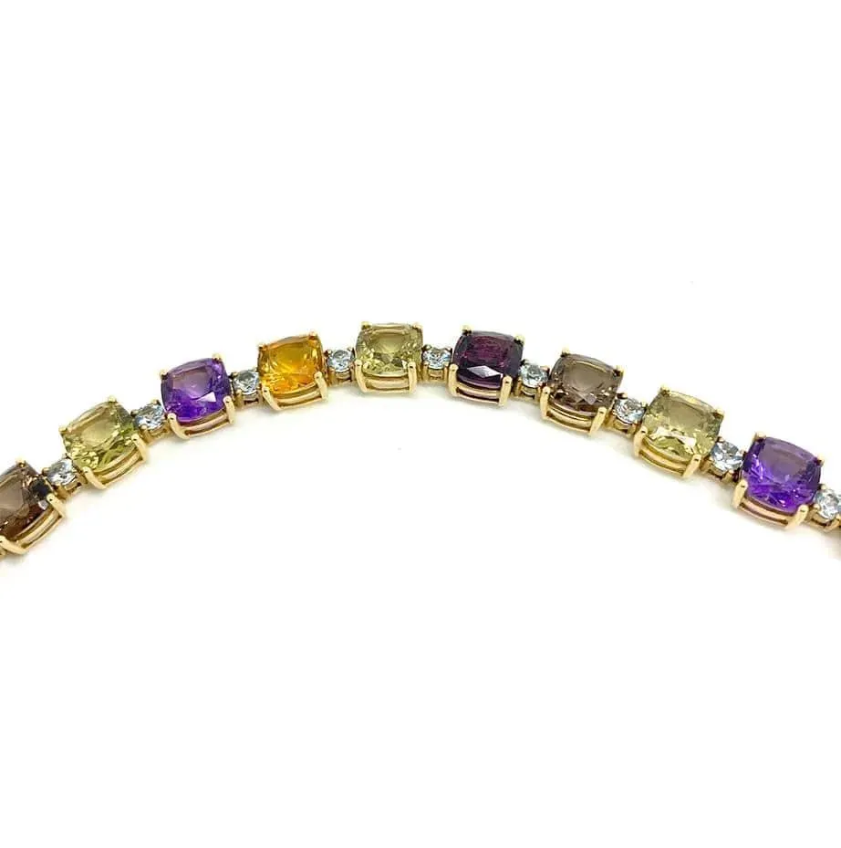 Gemstone 9ct Gold Tennis Bracelet