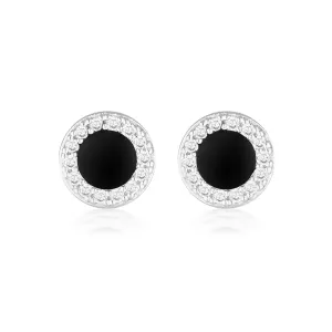 Georgini Reflection Enamel Stud Earrings - Silver/Black