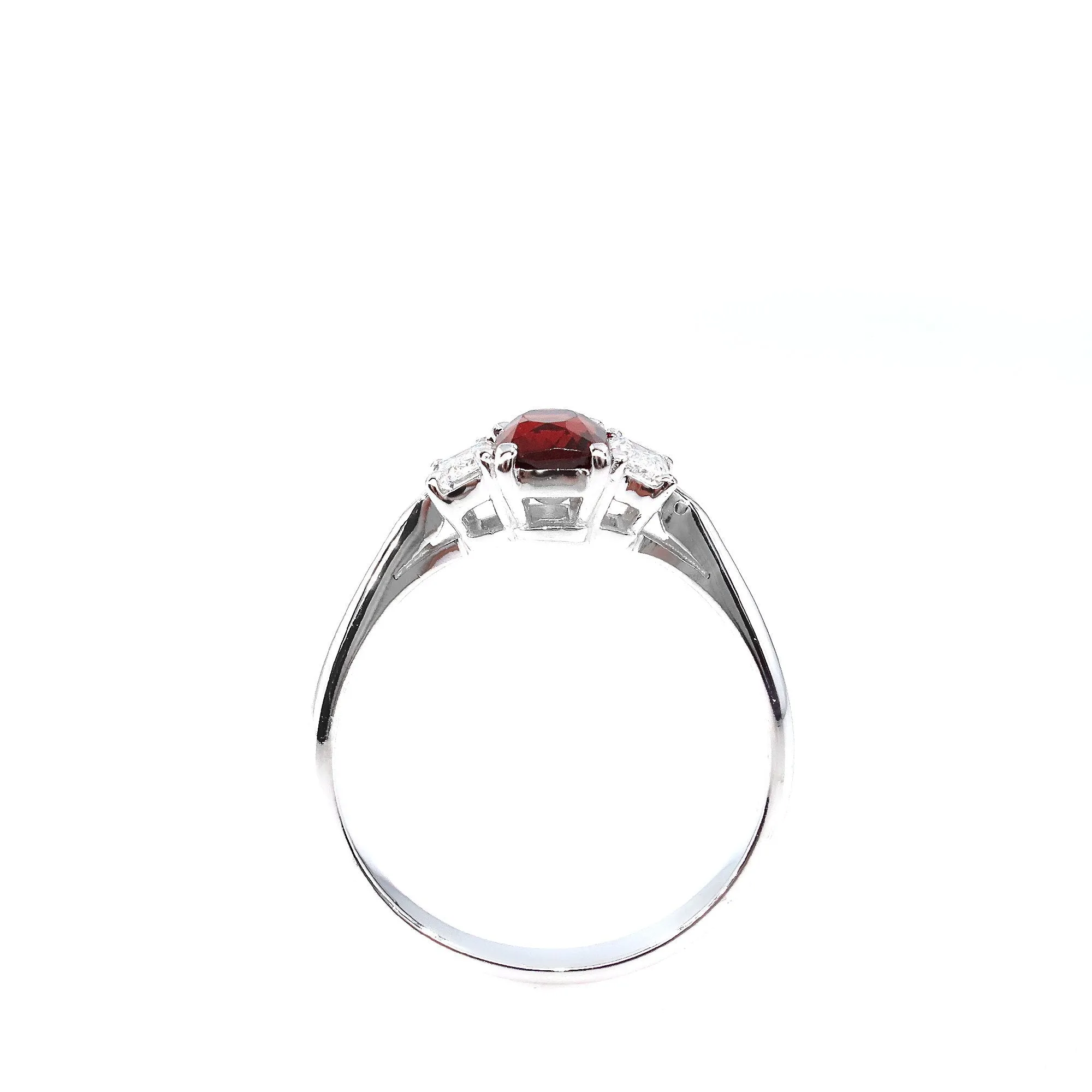 GIA 1.55ct Natural No-Heat Orangy Red SPINEL and Diamond 3 Stone Vintage Ring