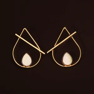 Gold Plated Pear Shaped Mother Of Pearl Earring For Women