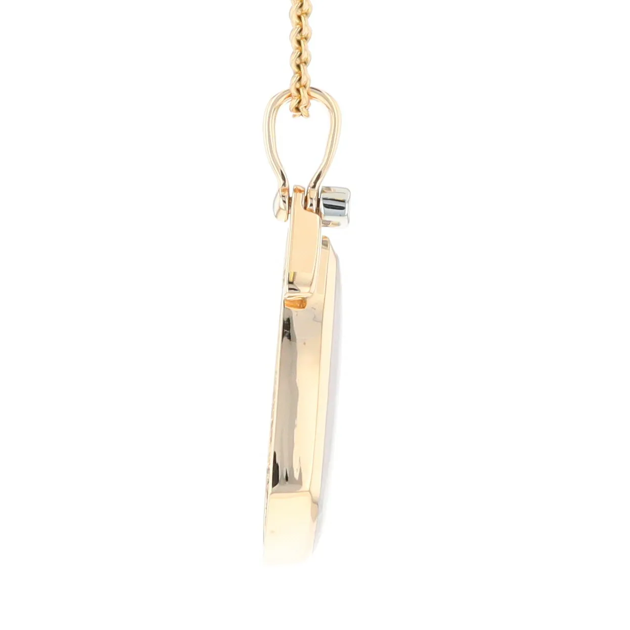 Gold Quartz Necklace Pear Shape Inlaid Pendant with .15ctw Diamonds