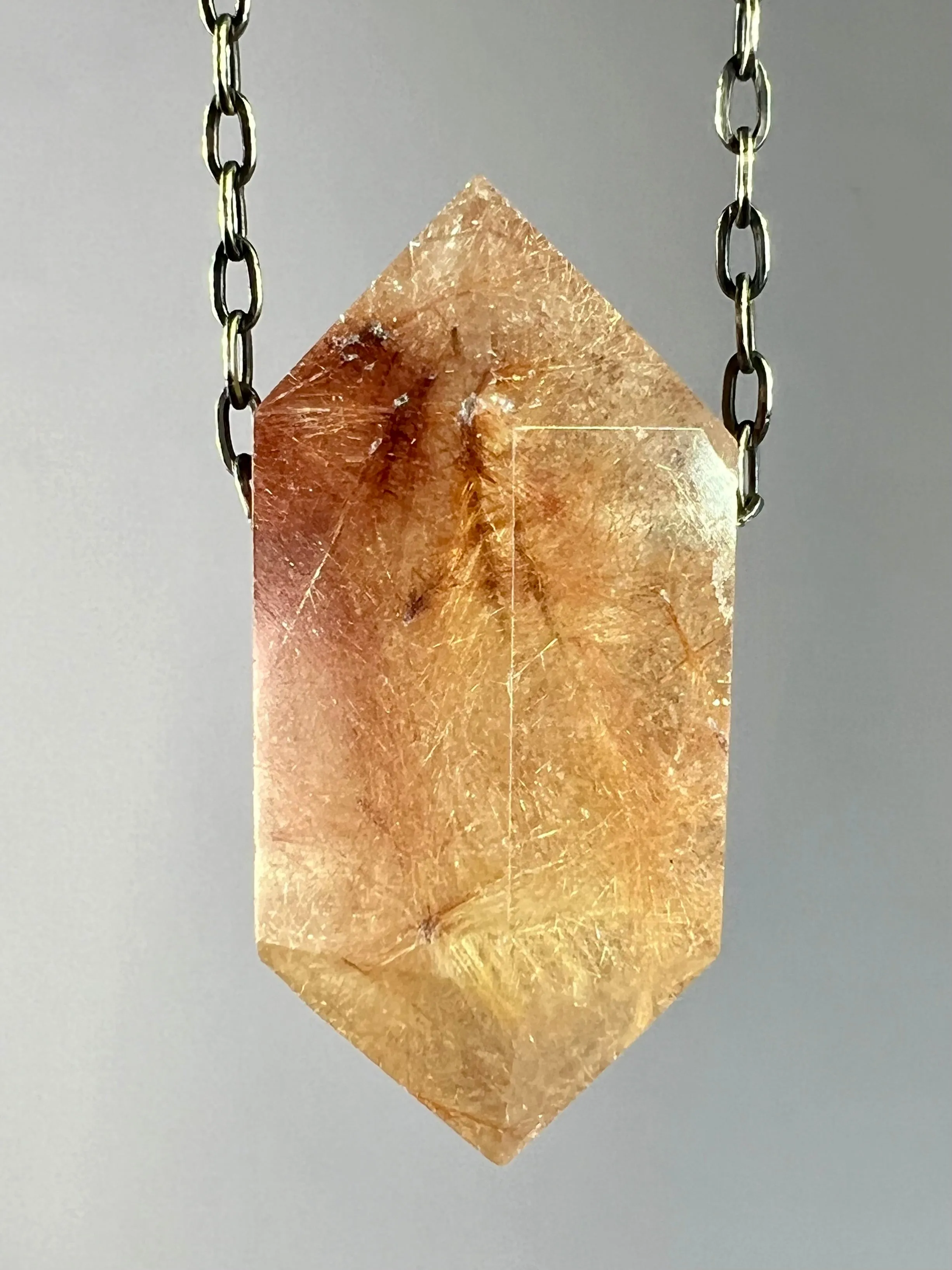 Gold Rutile Quartz Crystal Necklace