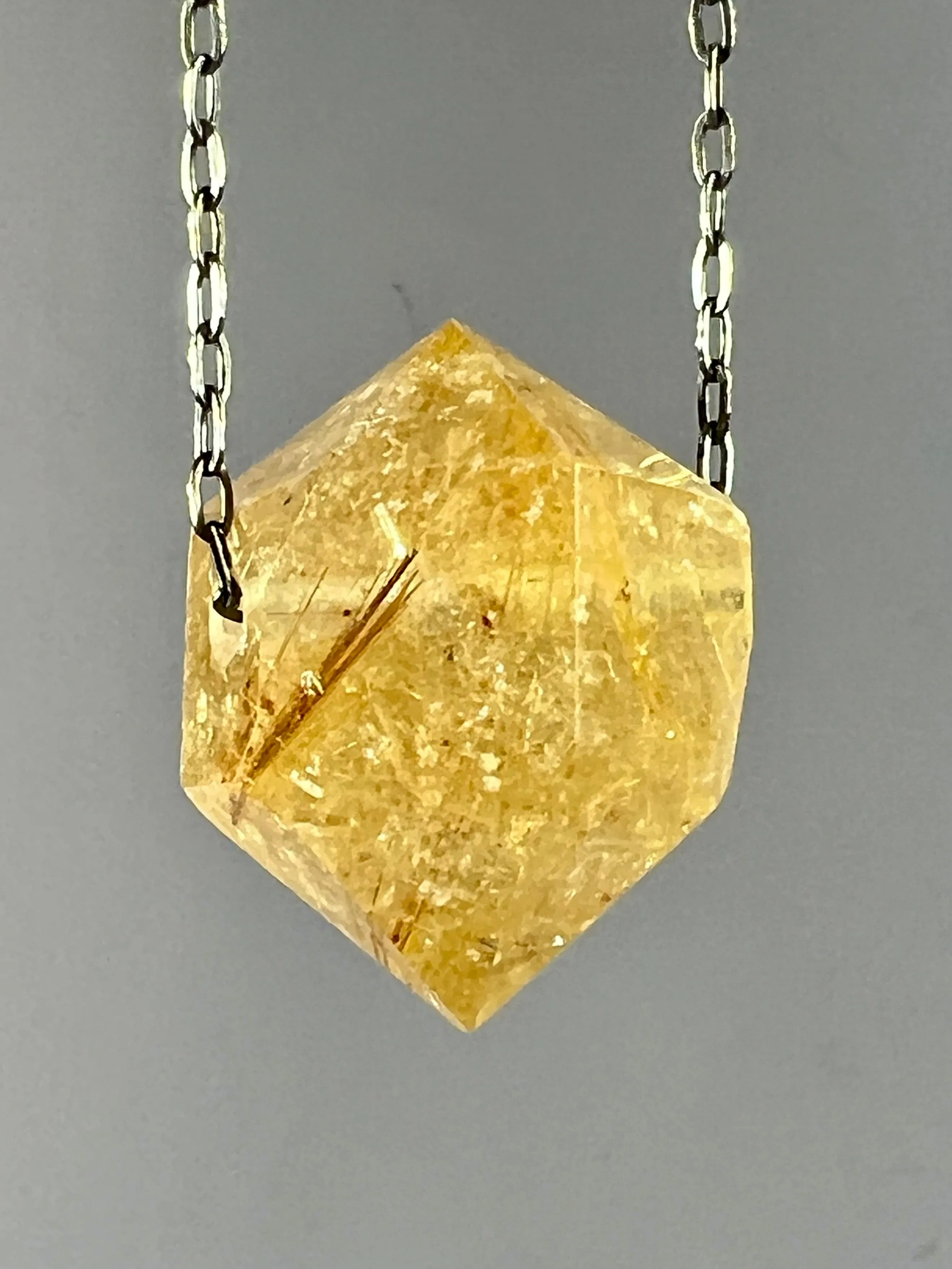 Gold Rutile Quartz Crystal Necklace