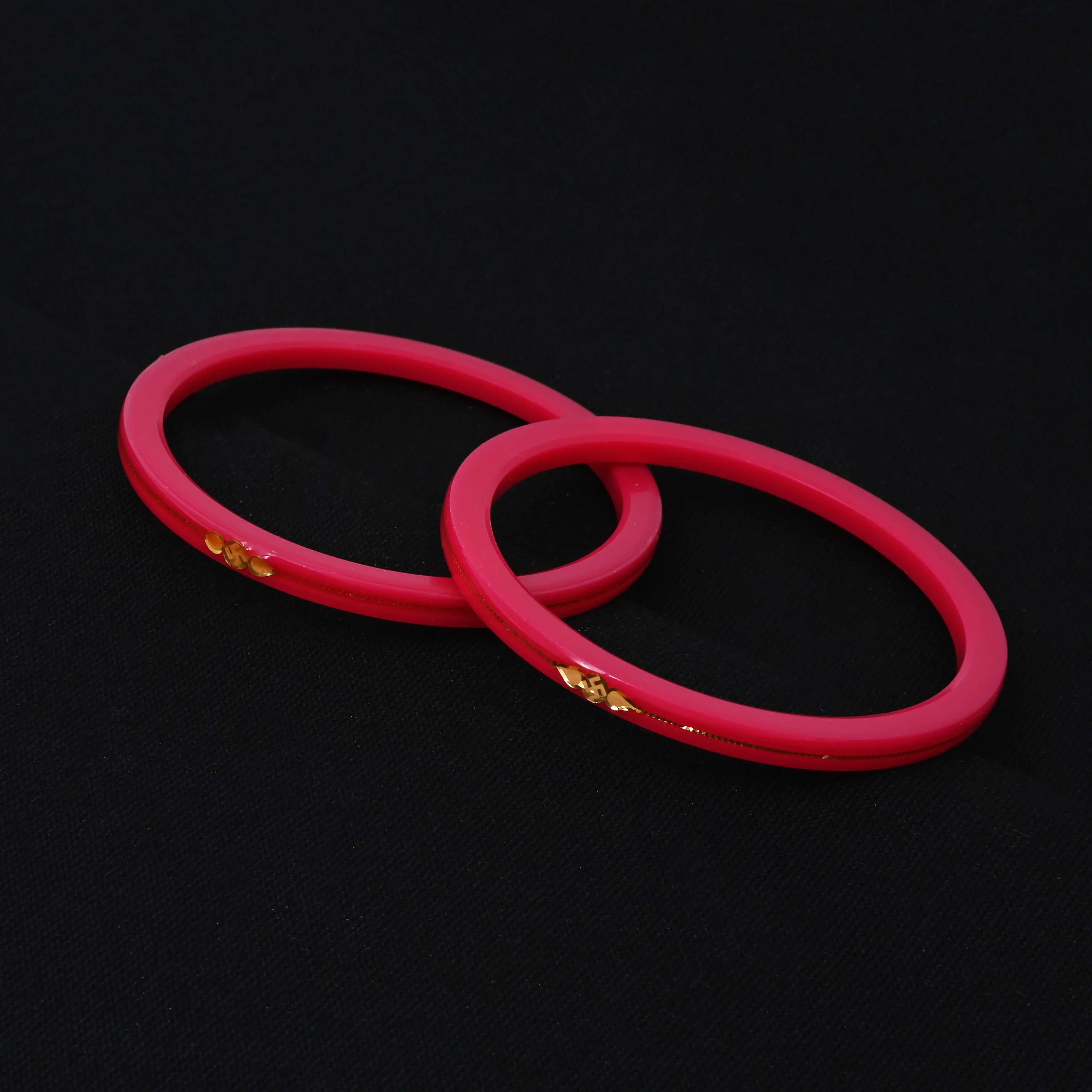 Gold Small Swastika Design Maroon Bangle