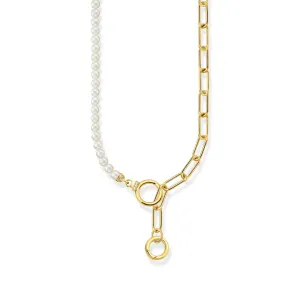 Golden Necklace with freshwater pearls and zirconia