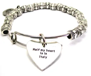 Half My Heart Is In Italy Metal Beaded Bracelet