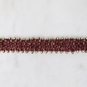 Hand Woven Soft Bracelet of Garnet & Pyrite Trim