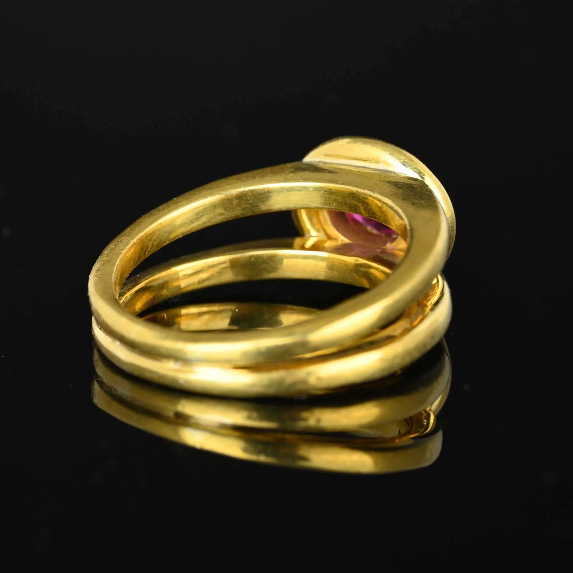 Heavy Modern 18K Gold Ruby Ring, Signet Style